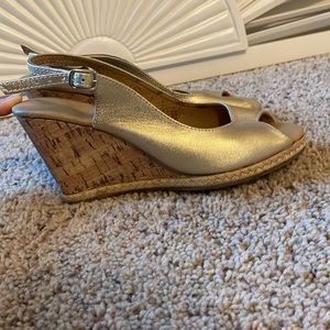 Custom gold wedge heels
